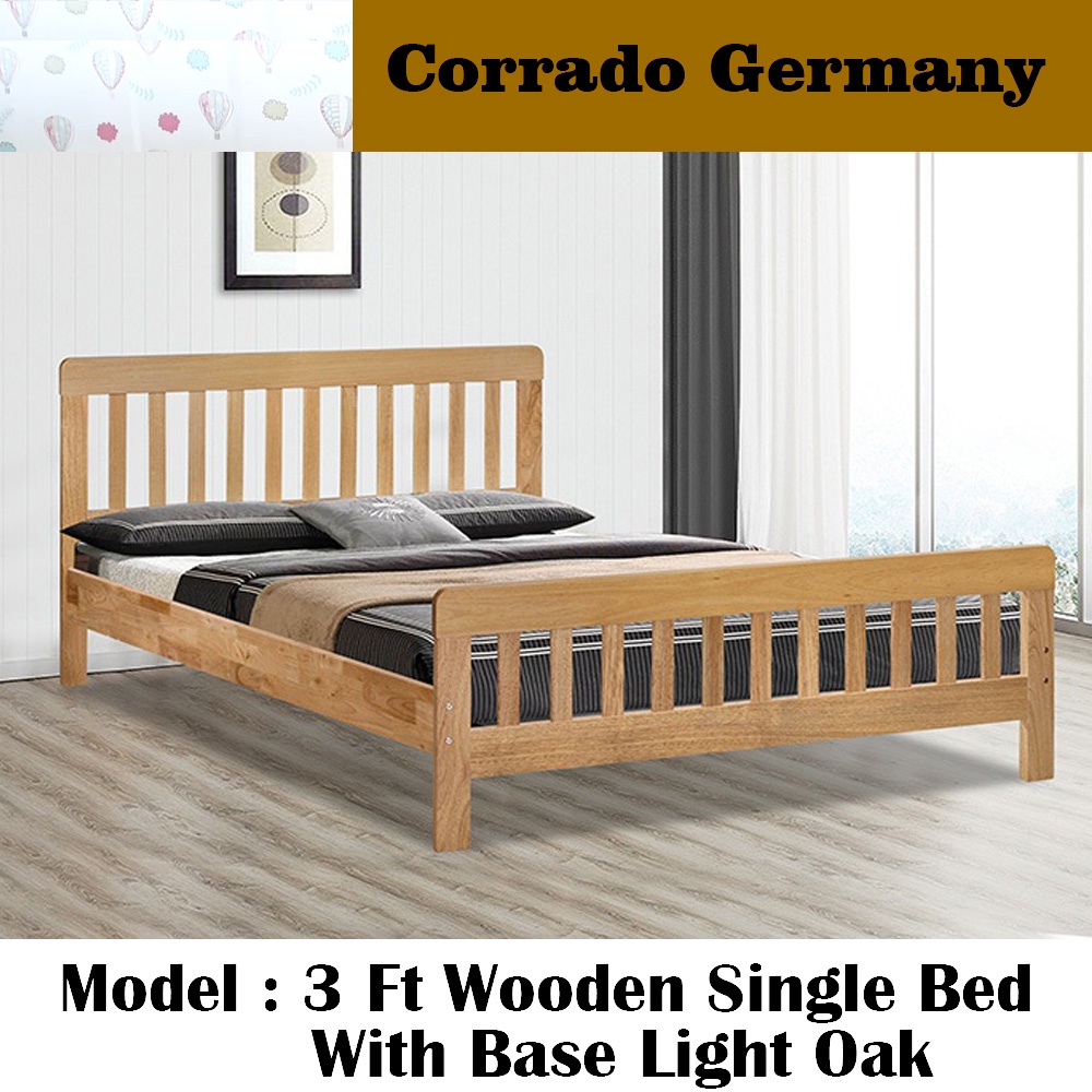 Louisa Wooden Single Bed B3/ Solid Wood Single Bed / Katil Bujang Kayu
