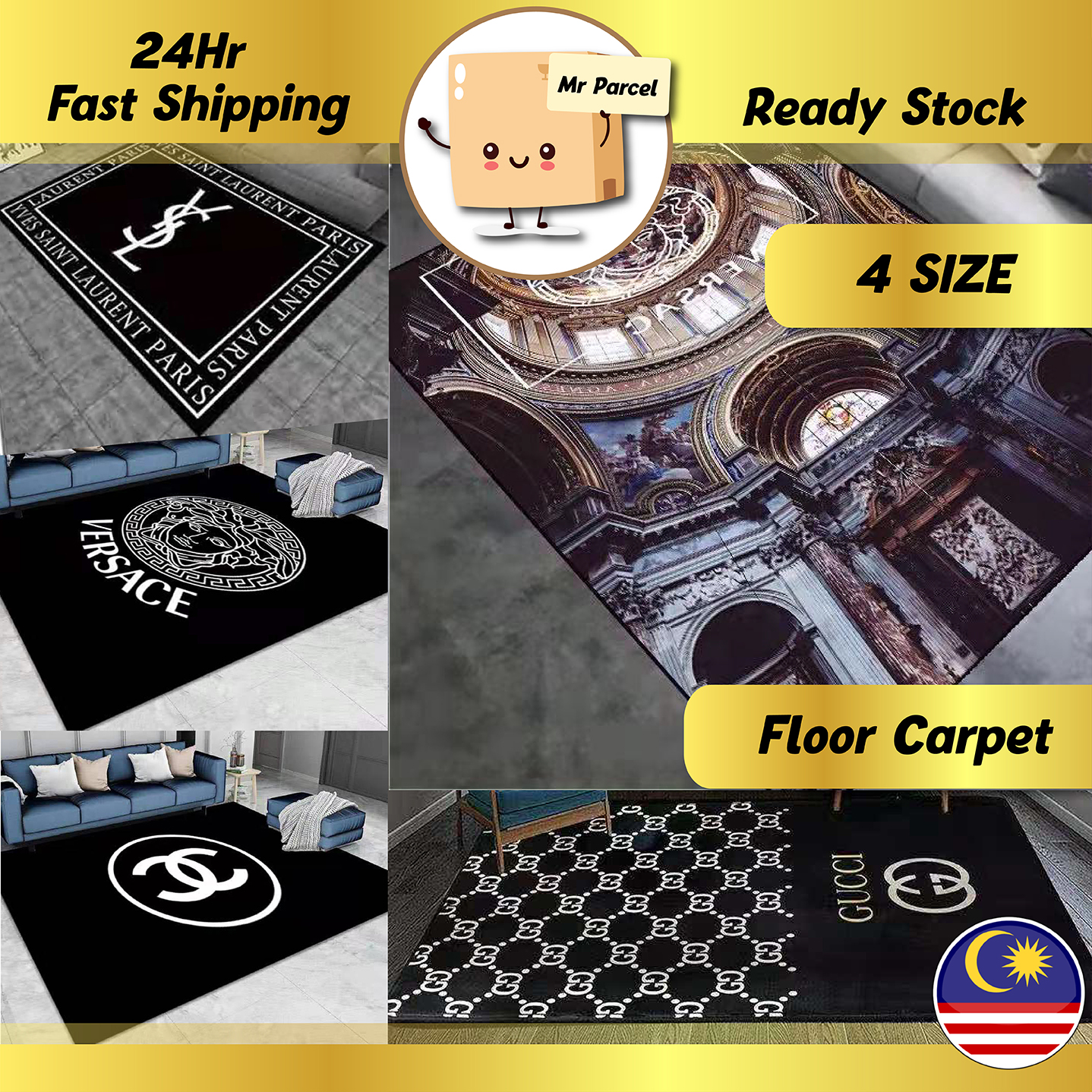 [Ready Stock] Velvet Carpet 5D Picture Cartoon Size M/L/XL/XXL Floor