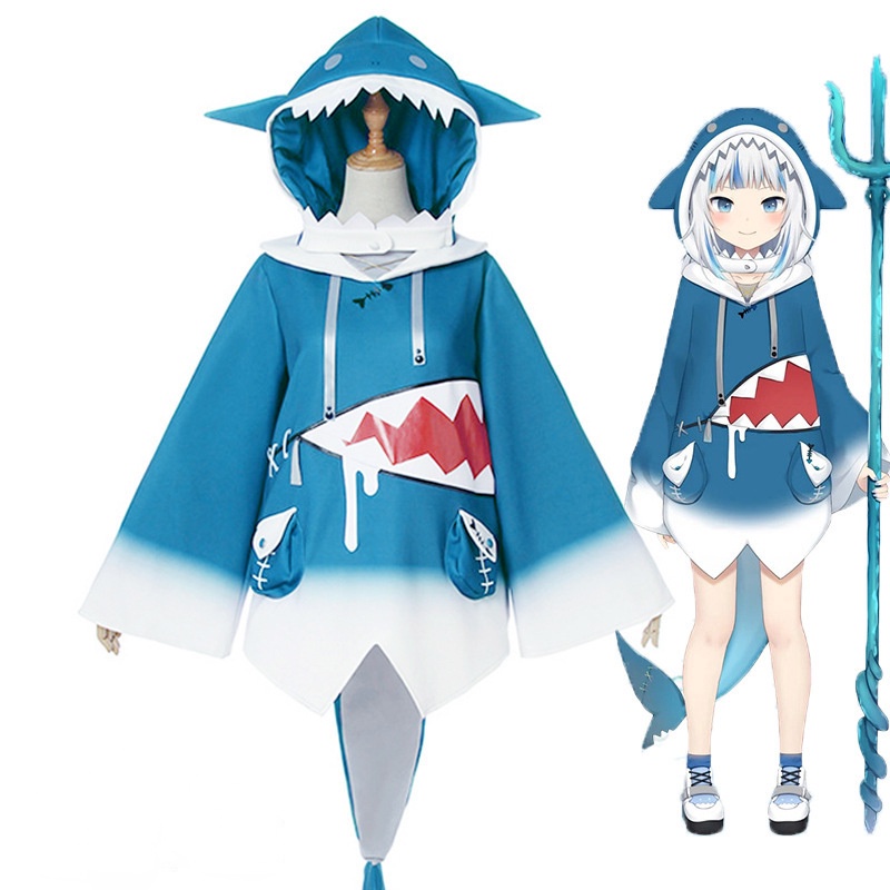 Hololive Gawr Gura Cosplay Costume ENG Shark Costume for Women Halloween Youtuber Cosplay Full