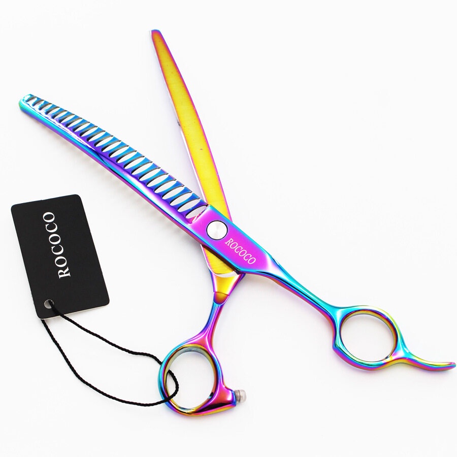 8.0 Inch Color Handshaped Pet Trimming Scissor Bending Scissor Teeth