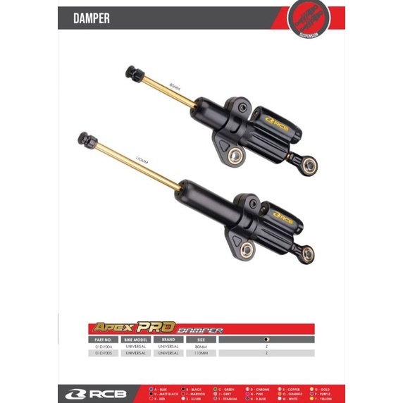 Rcb racing boy steering damper 80mm version Apex Pro new model black