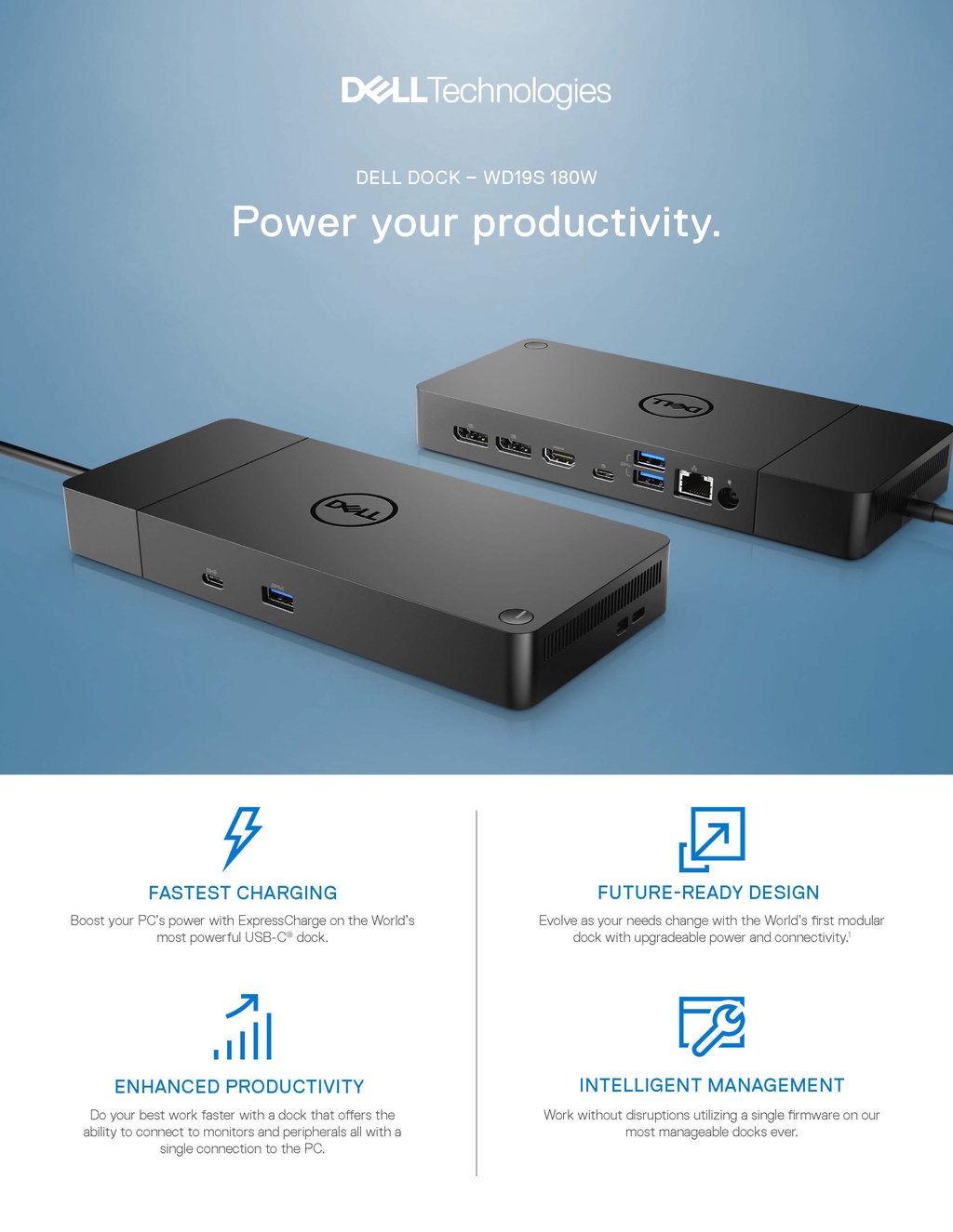 Dell Docking StationWD19S 180W / Express Charge USBC Dock 4K QHD