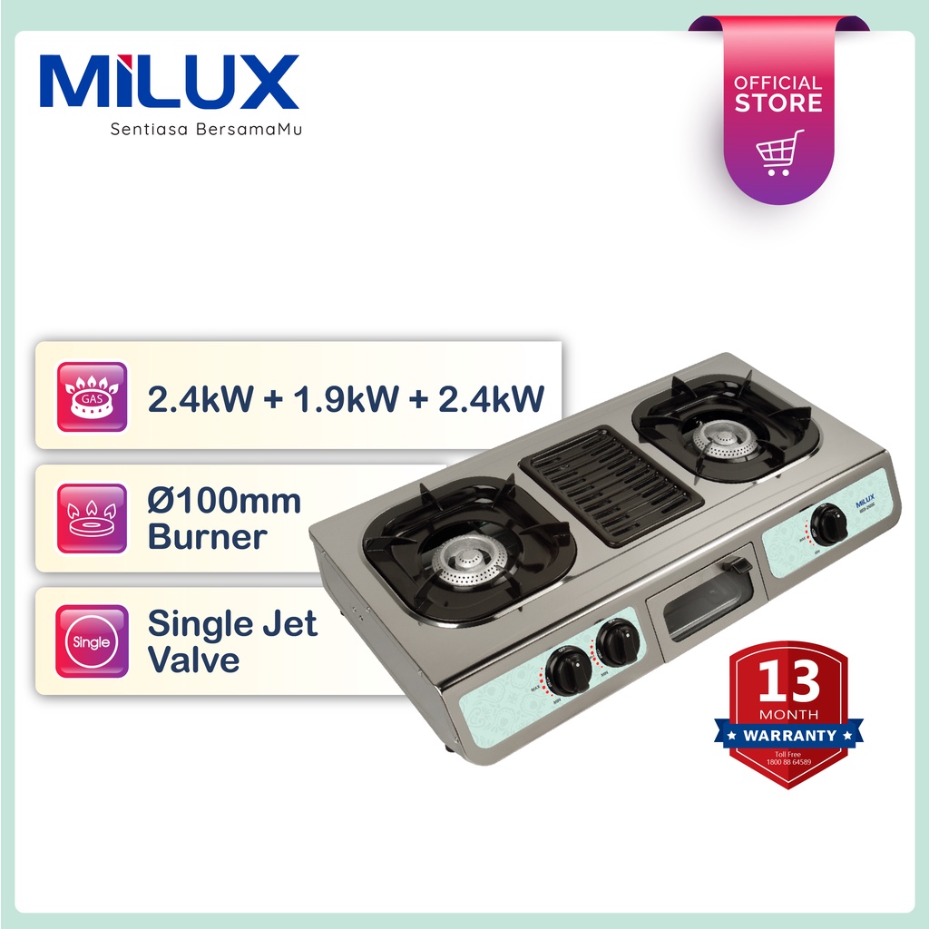 Milux Gas Cooker With Grill (MSS2501G) Shopee Malaysia