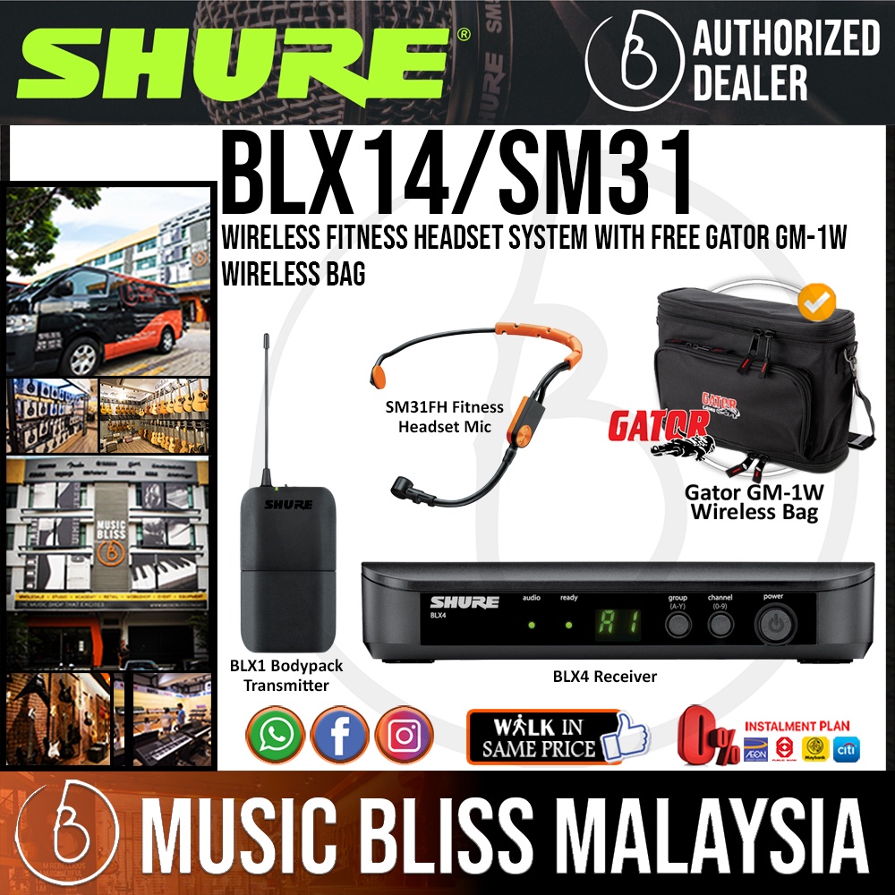 Shure BLX14/SM31 Wireless Fitness Headset System, BLX4 Receiver, BLX1