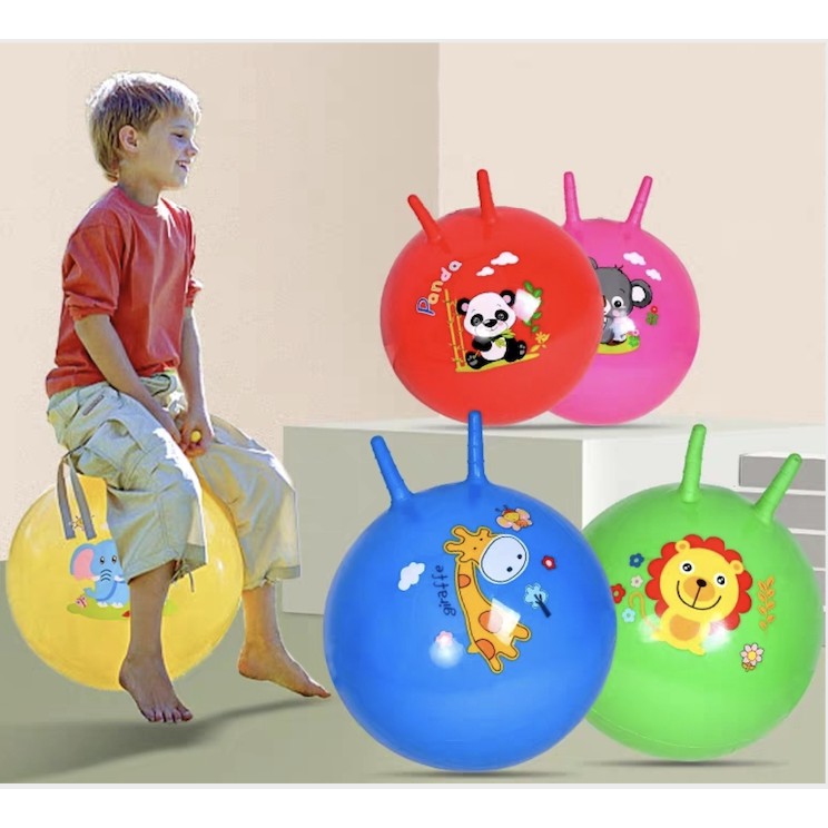 Children Hopping Ball with Handle [Jumping Ball with Horns]Bouncy Ball