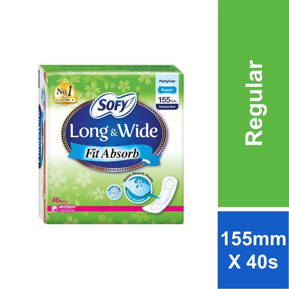 SOFY Pantyliner Long & Wide Fit Absorb Unscented/Antibac (40's