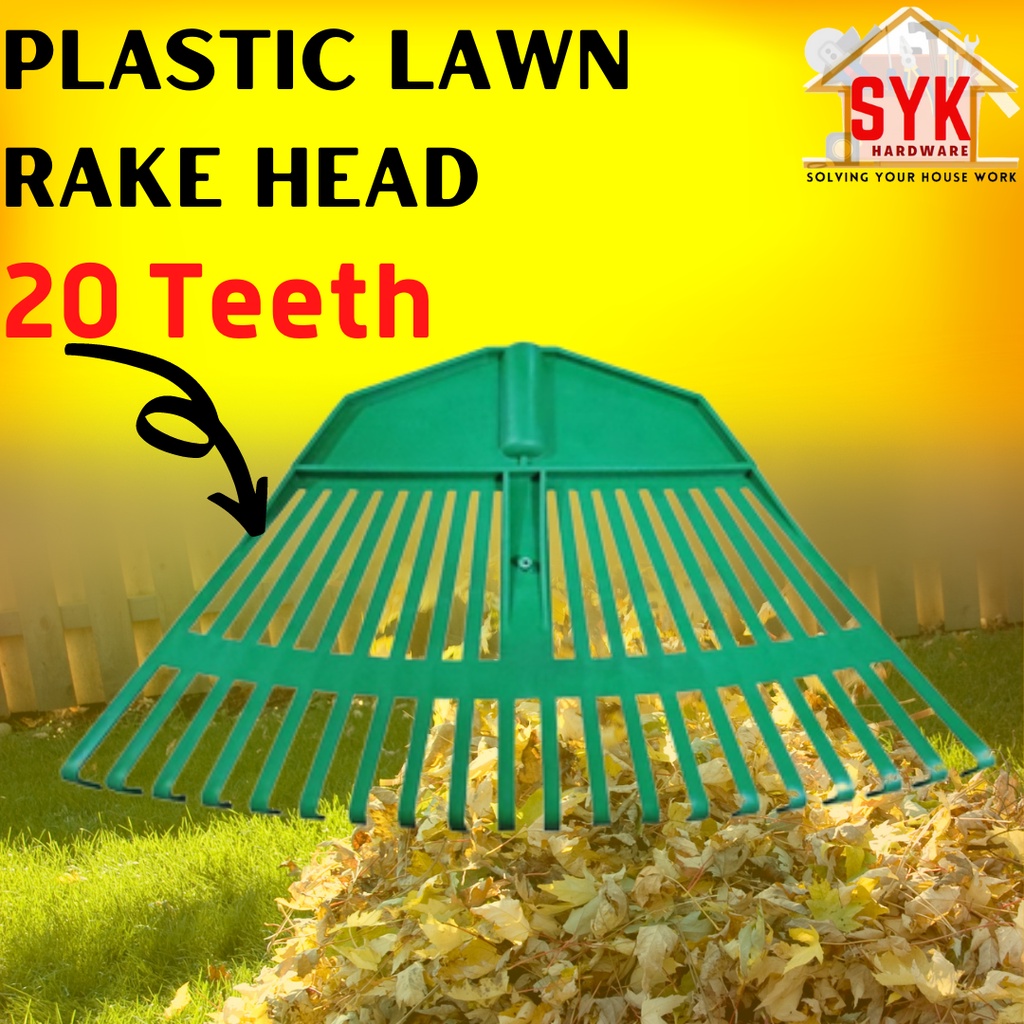 SYK Plastic Lawn Rake Head Green 20 Teeth Kepala Pencakar Rumput Sampah