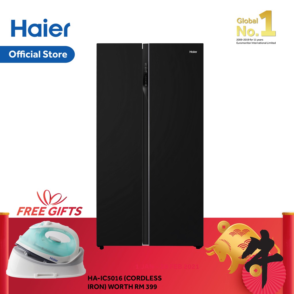 Haier HRF619SI(B) Side By Side Glass Series Refrigerator (550L