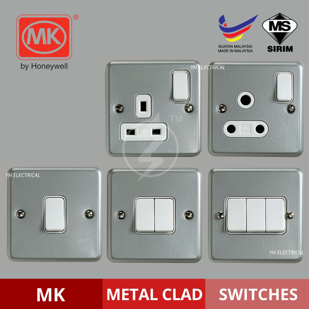 MK Metal Clad Switch Socket & Switches (1GANG, 2 GANG, 3 Gang, 13A & 15A Switch Socket) 13A