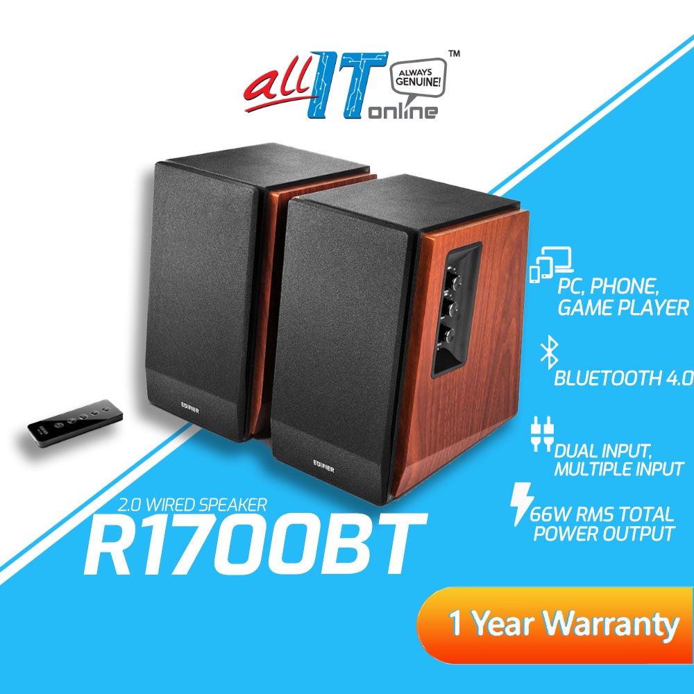 Edifier R1700BT Bluetooth Bookshelf Speaker Wood Grain/Brown Shopee