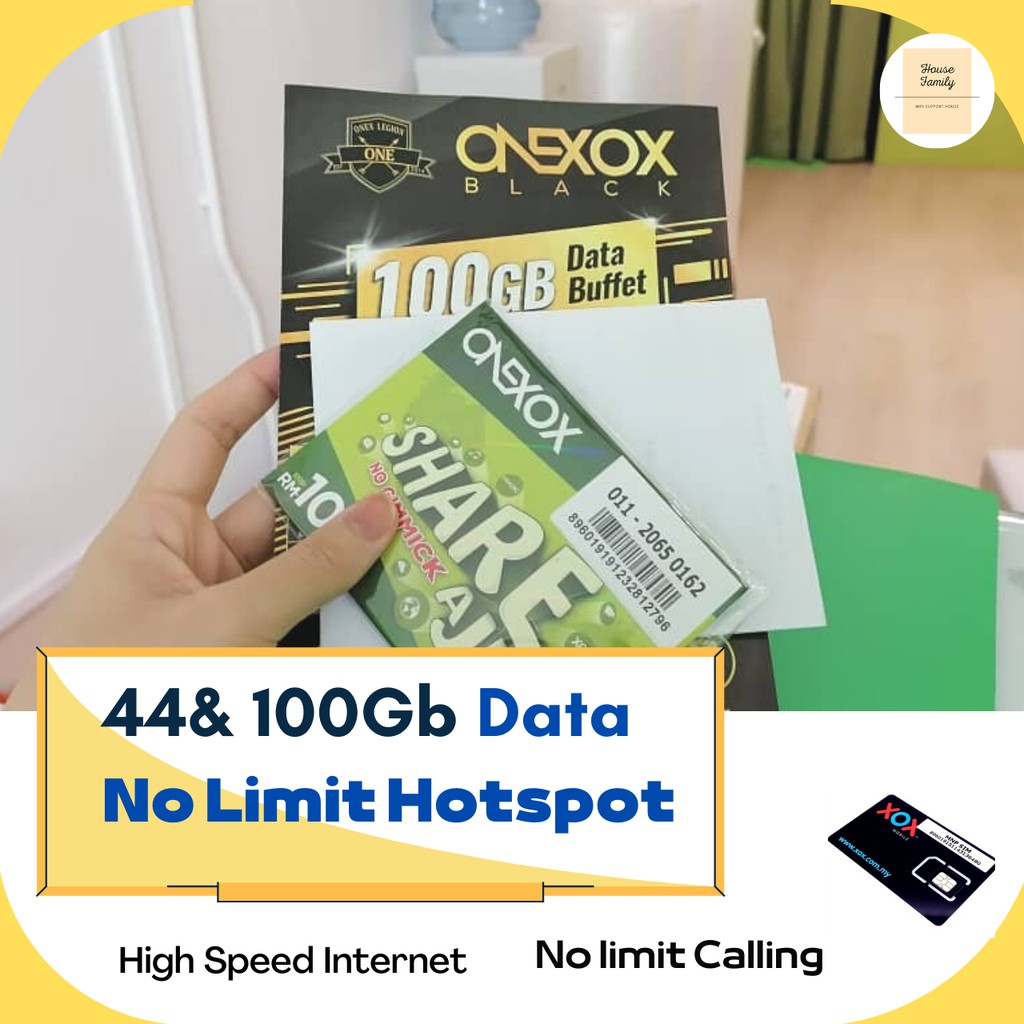 XOX Sim card Postpaid 100Gb& 44Gb Unlimited Hotspot Shopee Malaysia