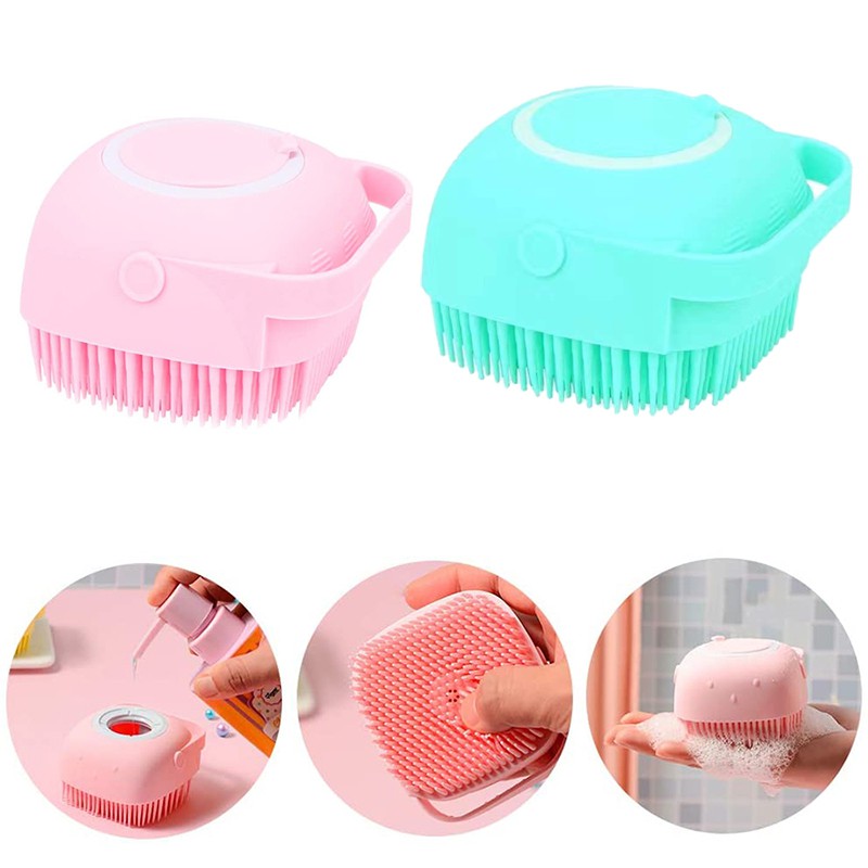 Shower Sponge / Silicone Soft Bath Brush with Shampoo Dispenser