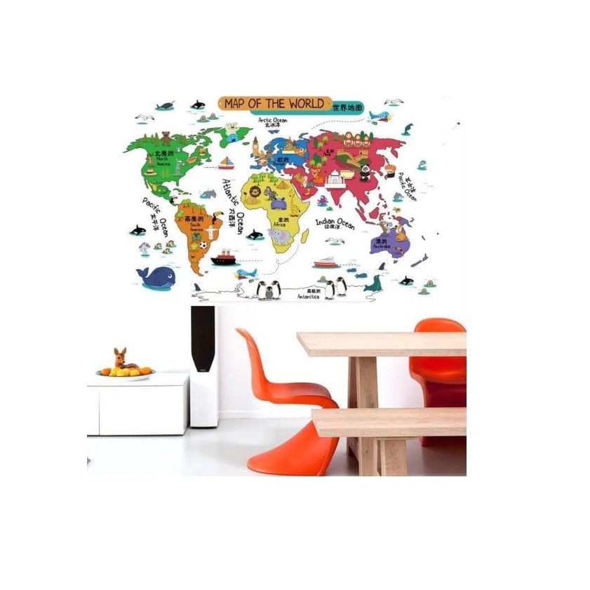 World Map Stickers Wall Sticker Map of the world world Map Stickers