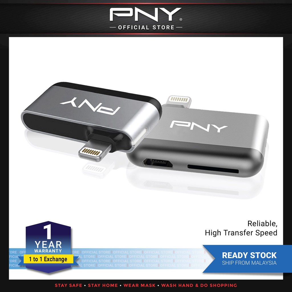 PNY DuoLINK R Lightning MicroSD Card Reader Support any Micro SD card