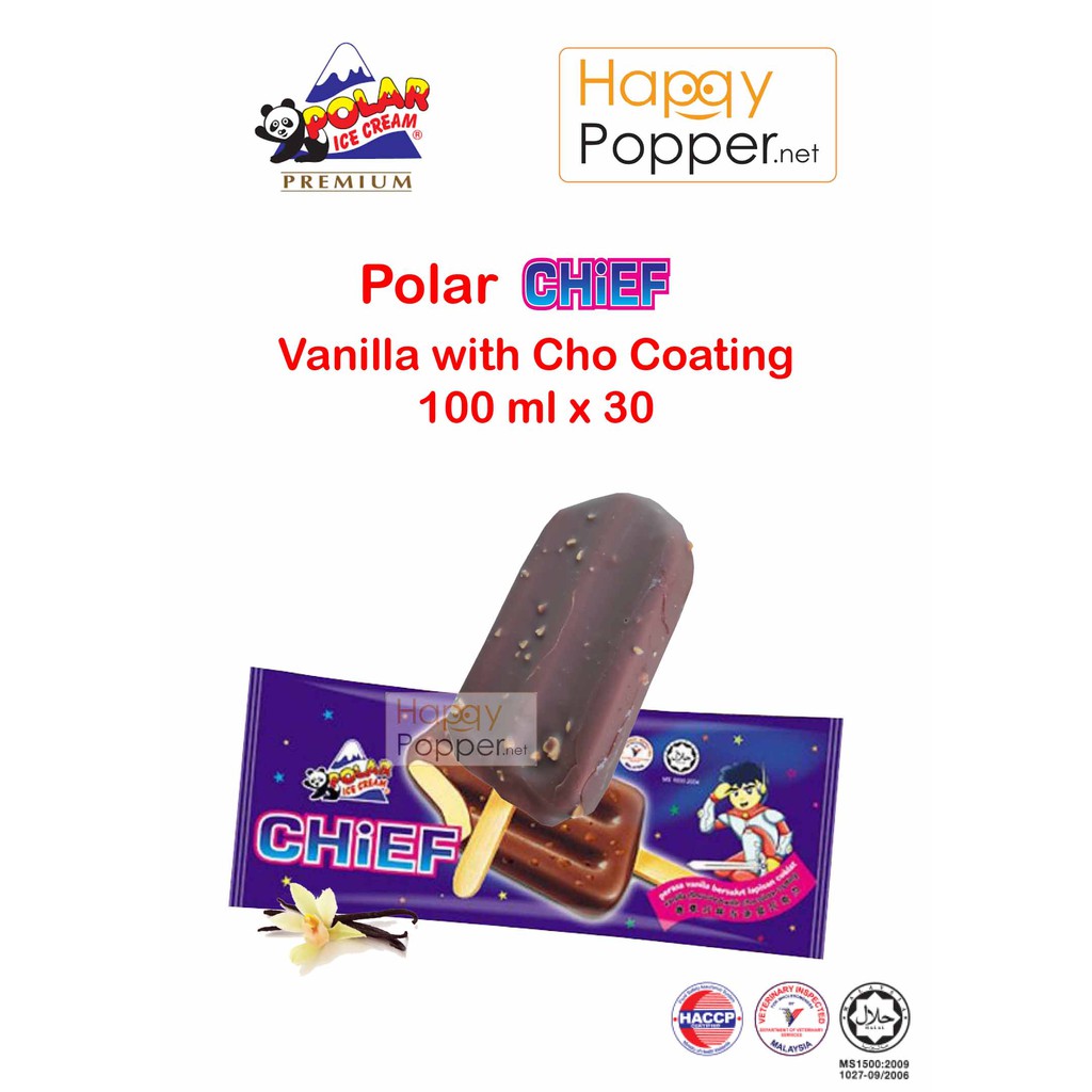 Polar Ice Cream Chocolate Coating Vanilla Flavour Chief 30 pcs Ice