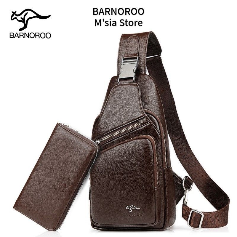 BARNOROO Men Chest Bag Man Sling Bag Leather Beg Dada Beg Silang