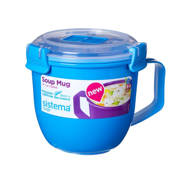 Sistema Microwave BPA Free Soup Mug with Lid, Steam Release Vent 565ML