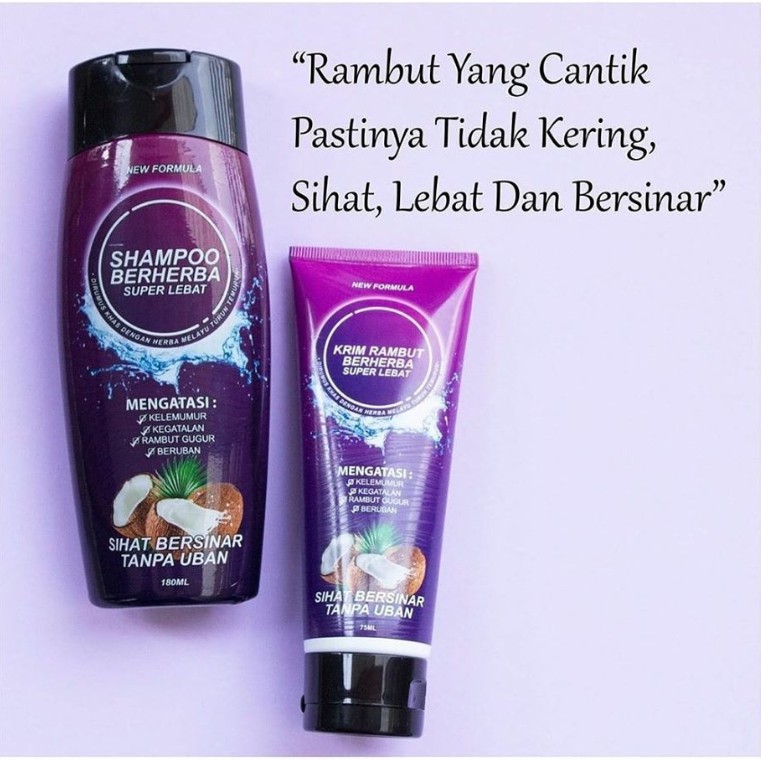 DHerbs Krim Super Lebat (75ml) & Shampoo Berherba (180ml