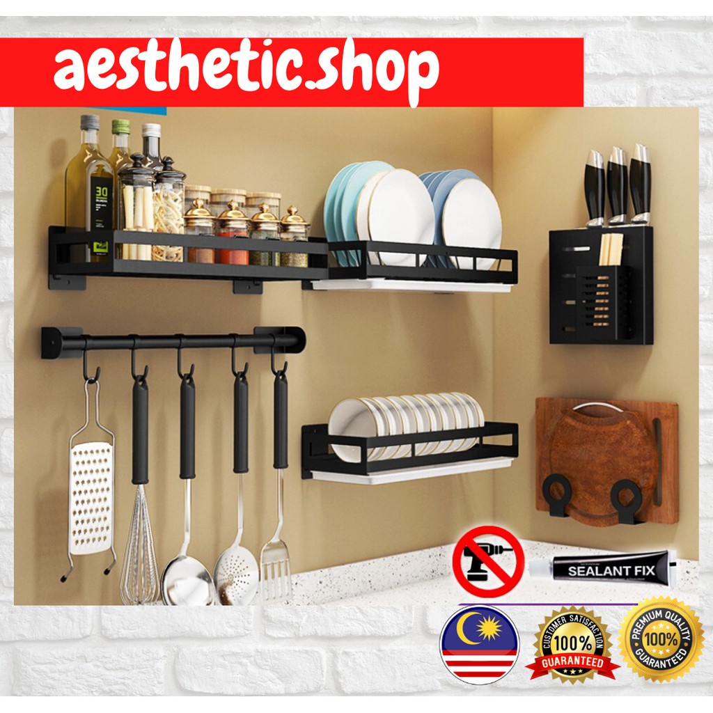 [PROMOSI]Powder Coated Stainless Steel WallMounted Kitchen Rack