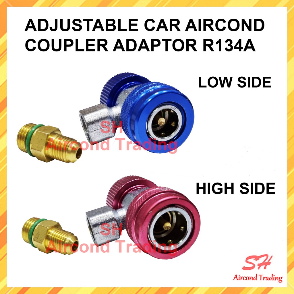 CAR AIR CONDITIONER R134A ADJUSTABLE QUICK COUPLER CONNECTOR ADAPTOR LOW SIDE HIGH SIDE WITH