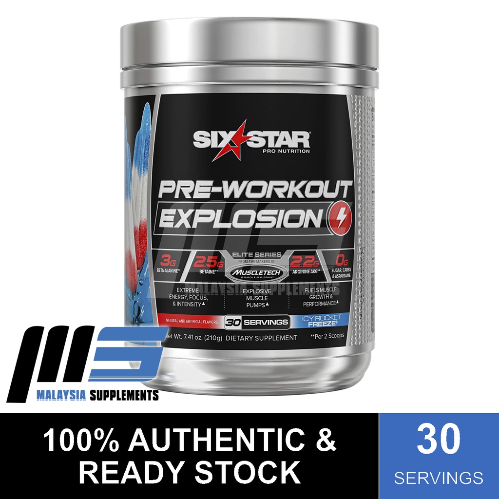 Six Star PreWorkout Explosion, 30 Servings Powerful Energy Booster