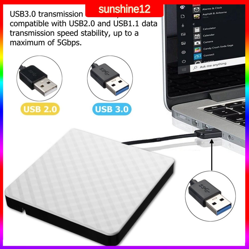 USB 3.0 Externo Grabador De DVD Grabadora RW Unidad Óptica