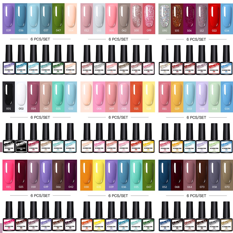 Kit De Esmalte Semipermanente Para Uñas Esmaltes Semipermanentes De Uñas En Gel Uv Led, 6Pcs Kit De Esmaltes De Uñas 8Ml | Shopee España