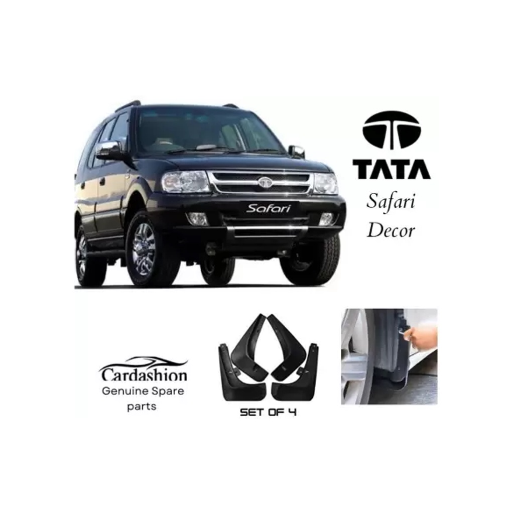 cardashion Front Mud Guard, Rear Mud Guard For Tata Safari Dicor 3.0L 2015, 2017 (Black