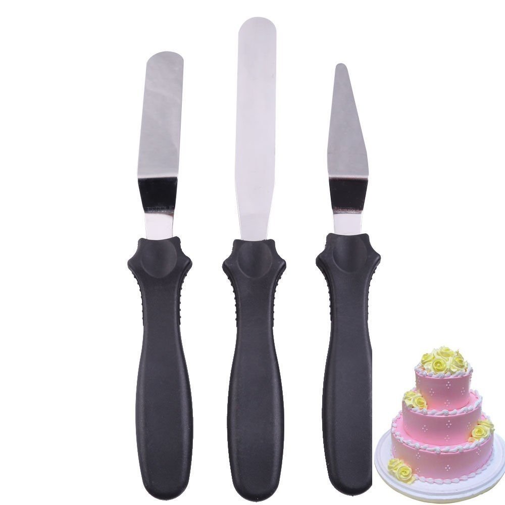 ROYALDEALS RD 3 PCs Cake Palette Knife Steel Icing Spatula Set