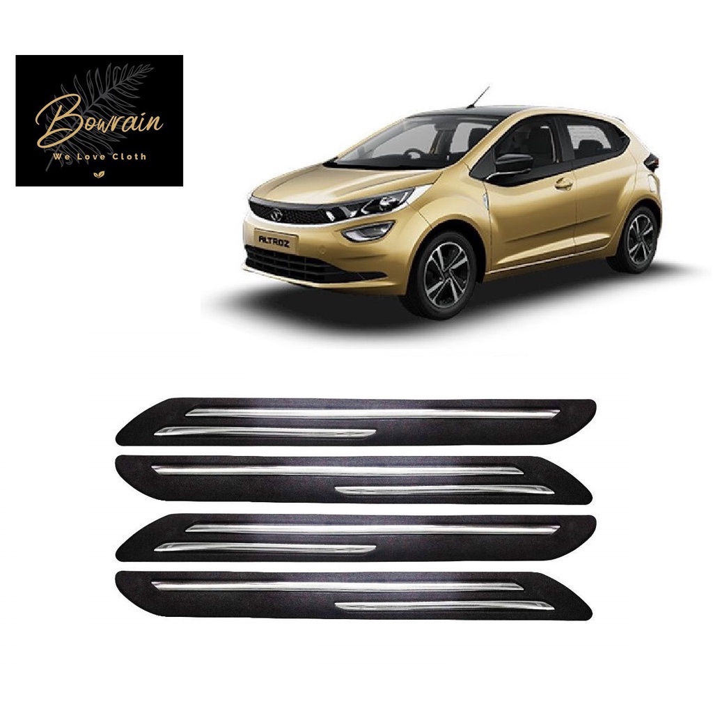 Double Chrome Rubber Car Bumper Protector Guard for Tata Altroz, 4pcs