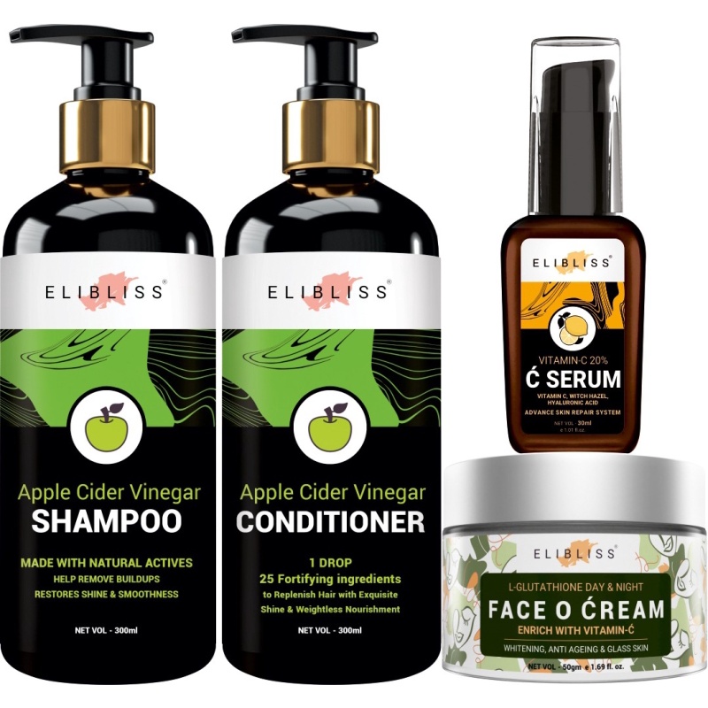 ELIBLISS Apple Cider Vinegar Shampoo + Conditioner + Vitamin C Serum