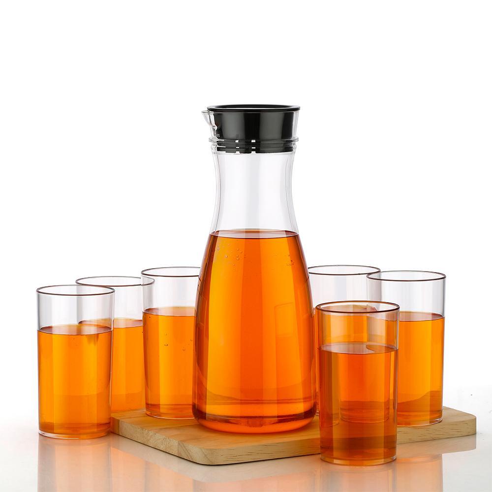 Transparent Unbreakable Water Juicy Jug and 6 Pcs. Glass Combo Set for