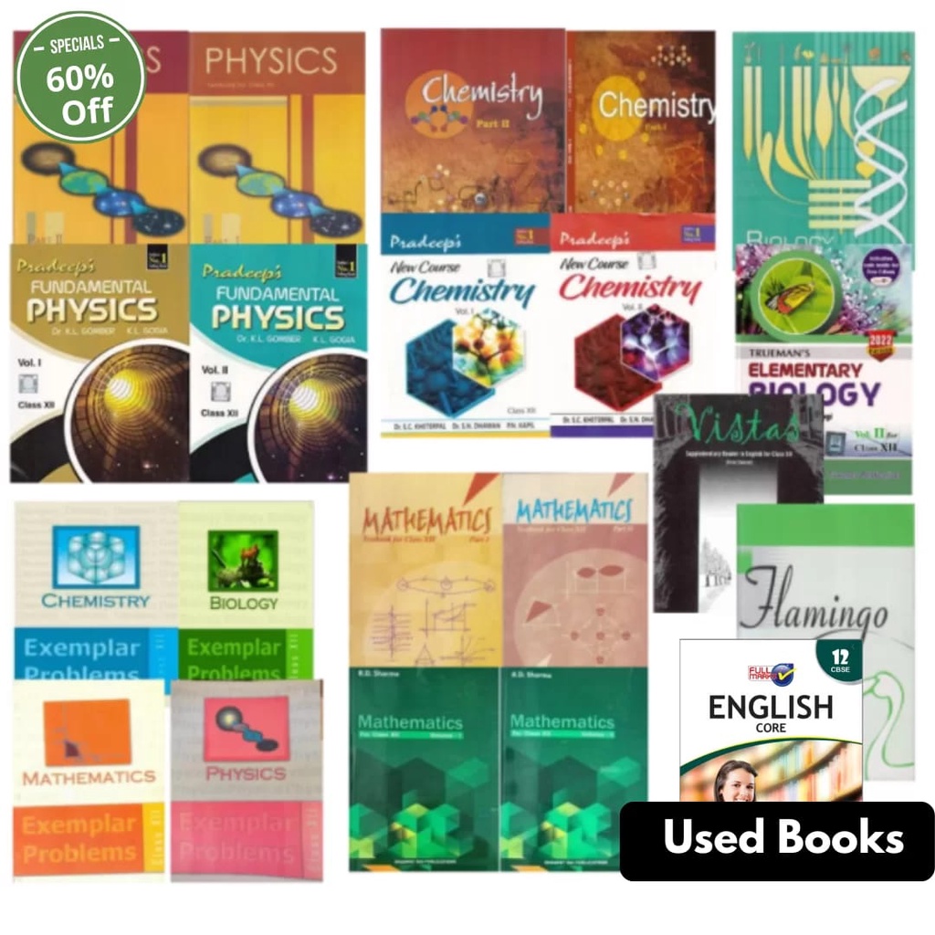 Class 12th All Books Set English (PCMB) Jumbo NCERT + Guide