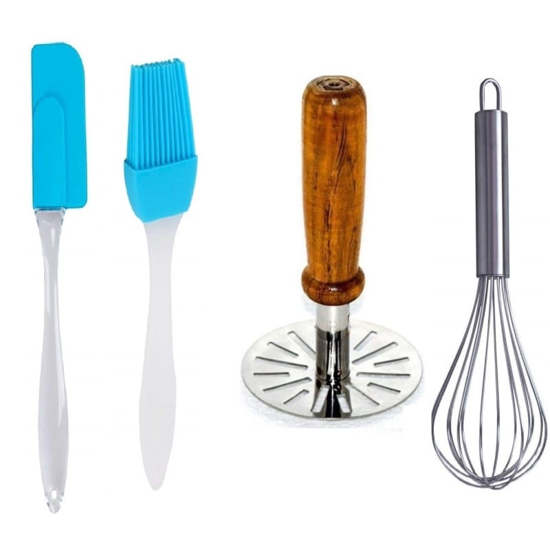 Tool Set Masher & Whisk Set, Big Brush Set Combo of Masher Whisker
