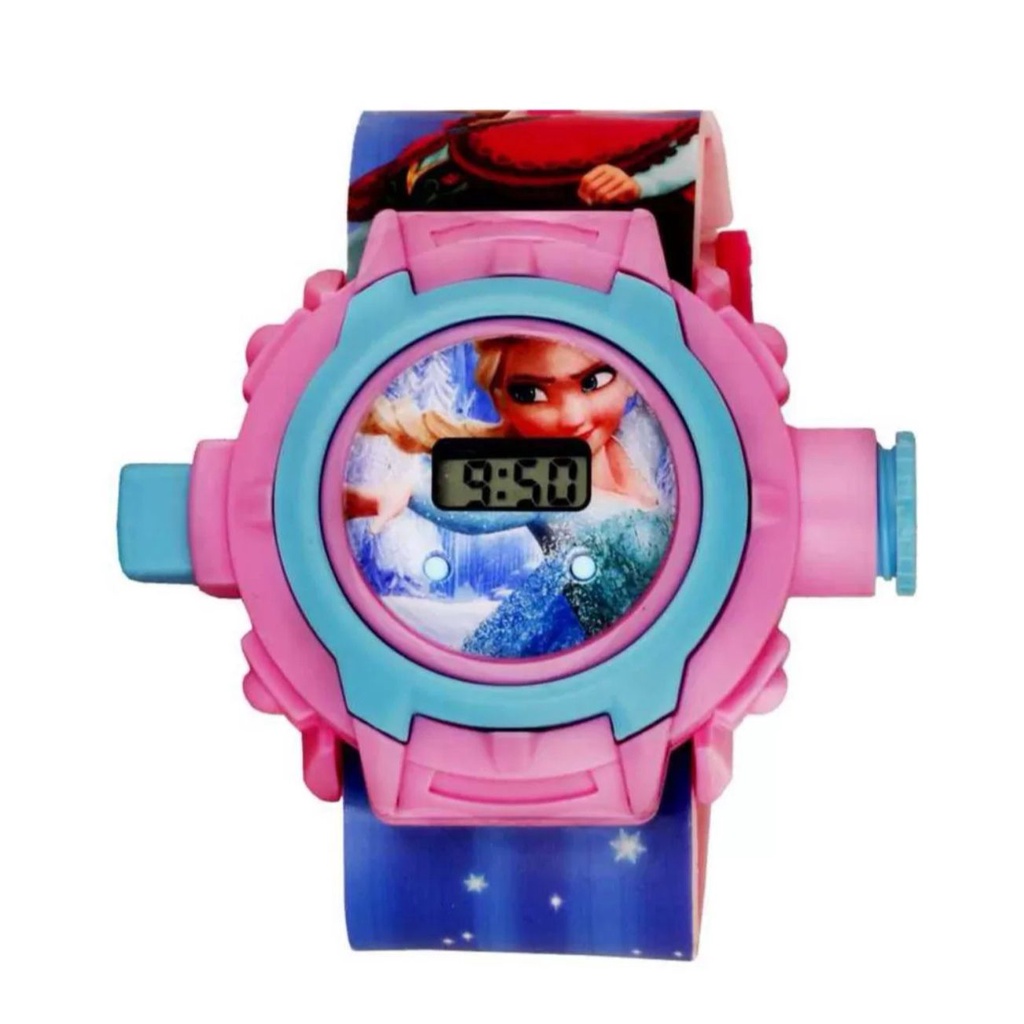 Frozen Princess Cartoon Images Projector Kids Digital Wrist Watch