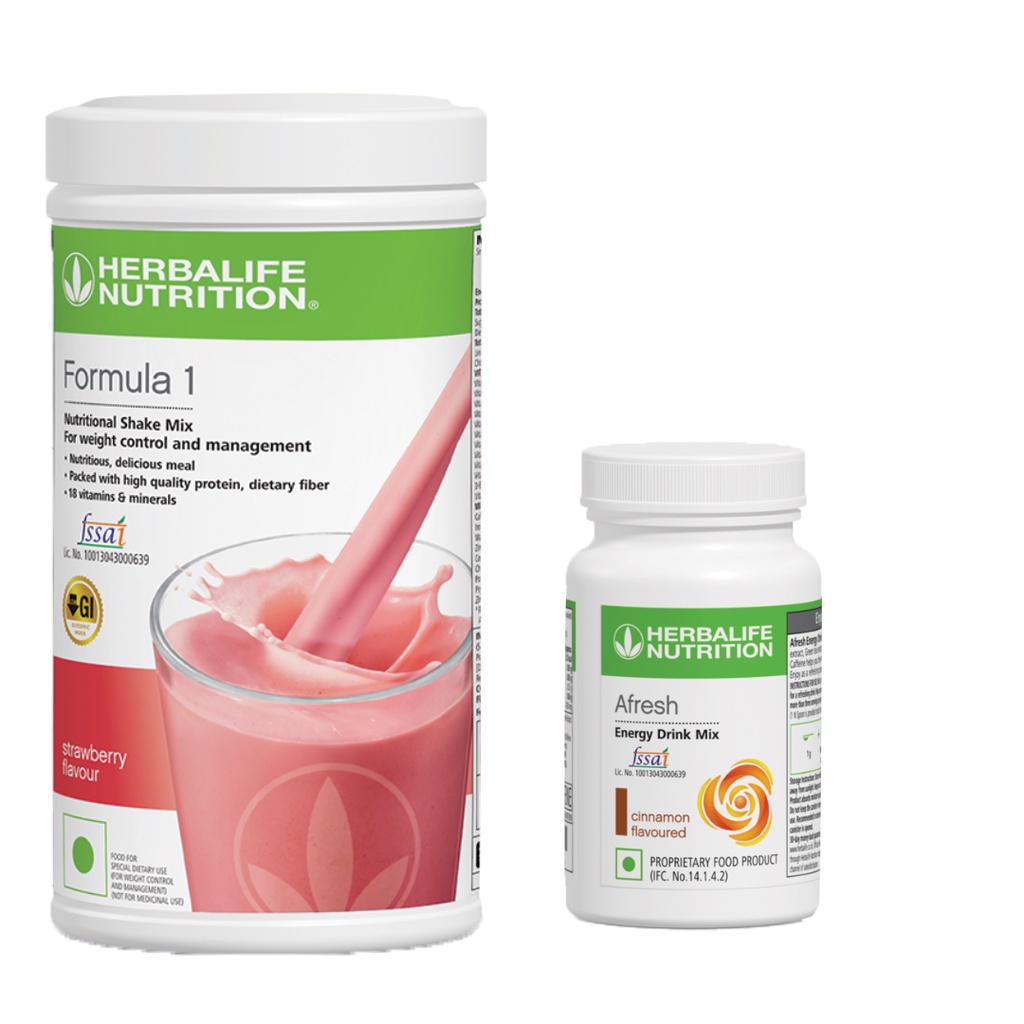 Weight Loss Combo of Formula 1 Nutritional Shake Mix Strawberry 500 g + Afresh Energy Drink Mix