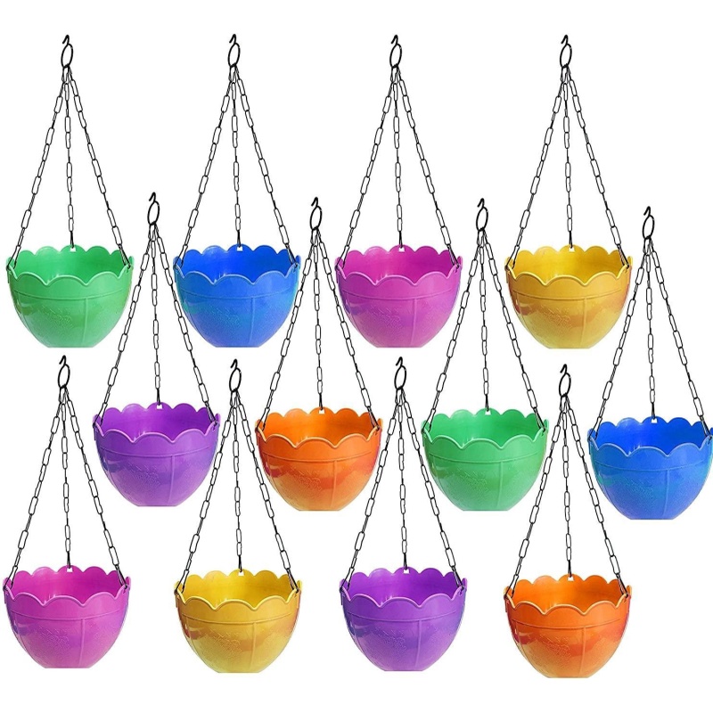 TechHark Garden Indoor Outdoor Hanging Pots Plant Container Set (Pack