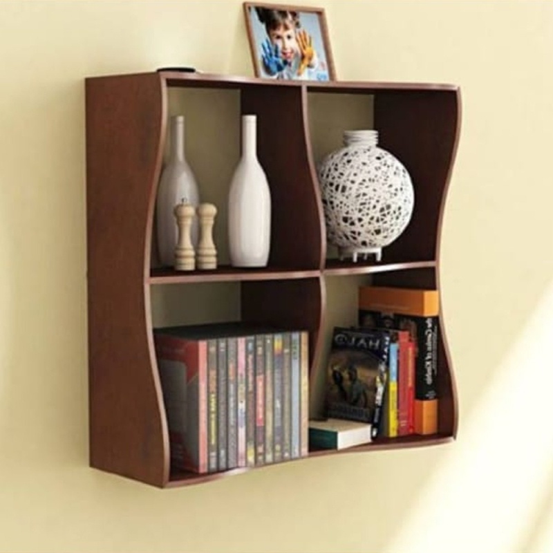 INDIAN DECOR SZY Wooden Wall Shelf (Number of Shelves 4, Brown