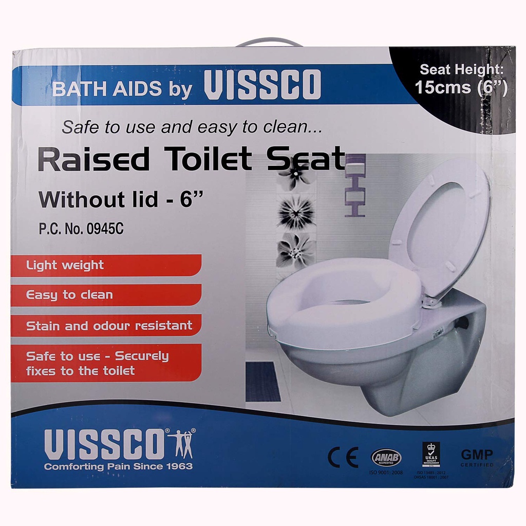 Vissco Rehabilitation Aids Raised Toilet Seat Raiser Riser (6 Inch