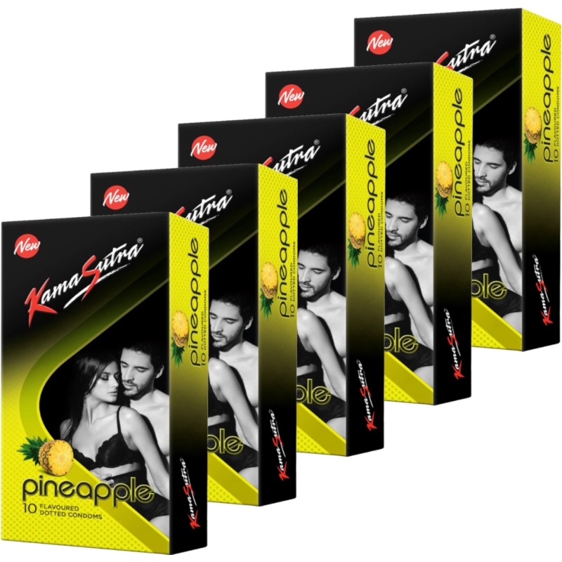 Kamasutra PINEAPPLE Flavour Condom Condom (Set of 5, 50 Sheets