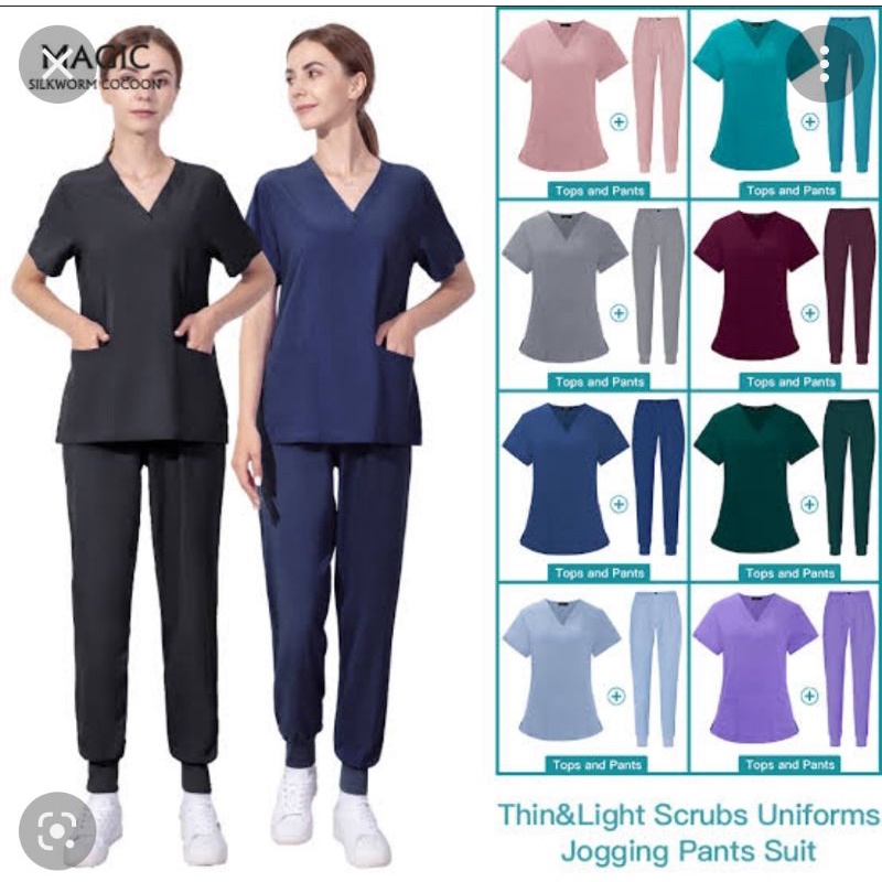 MEDICAL UNIFORM SCRUB SUIT TERNO PLAIN COLOR// WASH AND WEAR Shopee Philippines