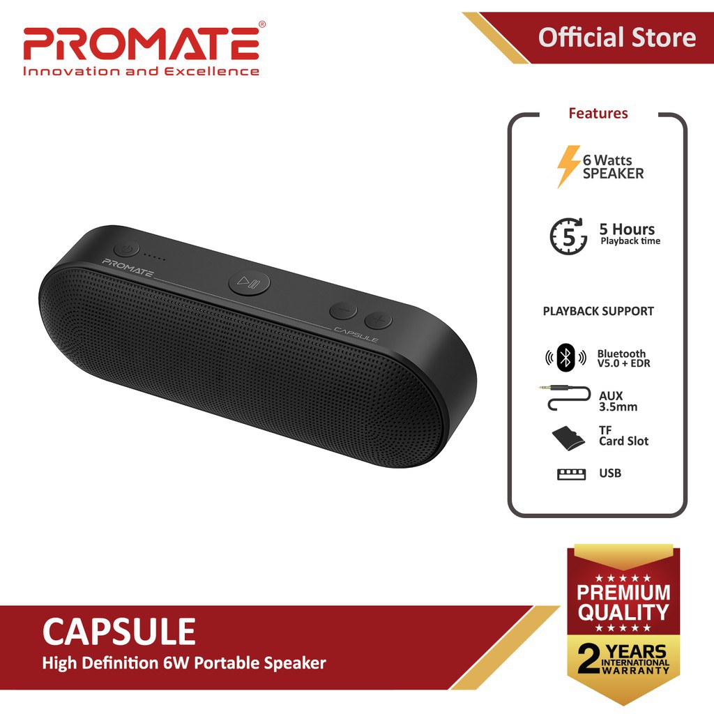 Promate Capsule High Definition Bluetooth Speaker with Handsfree