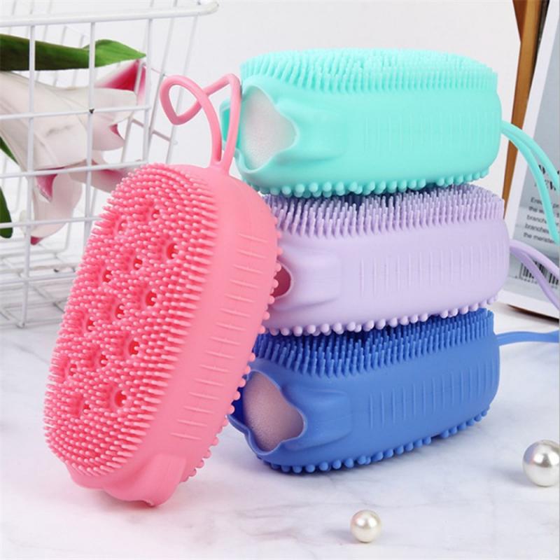 4 Colors Bath Shower With Sponge Silicone Body Brush Exfoliating Back