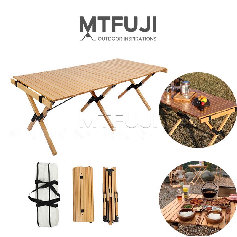 Egg Roll Table Outdoor Wooden Tables 120CM Camping Potluck Table Large