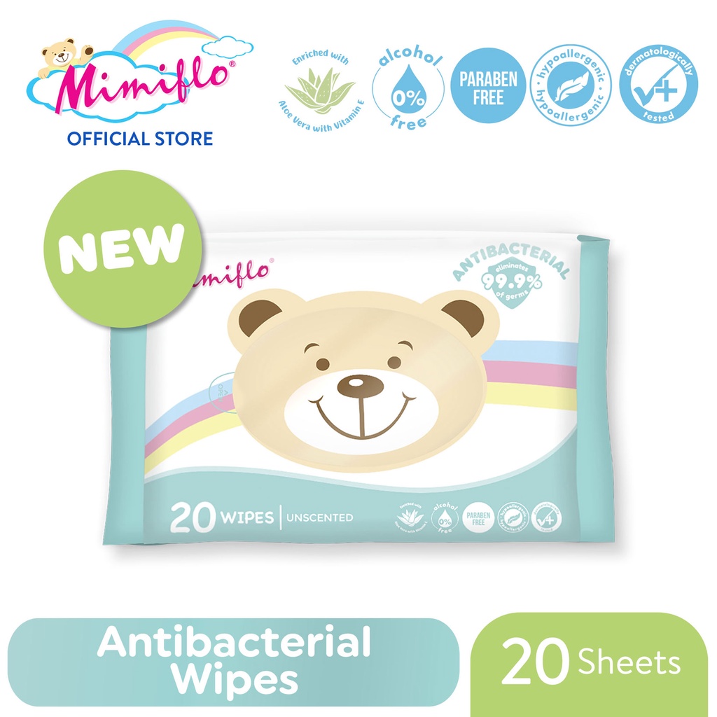 Mimiflo Antibacterial Baby Wipes 20 Sheets Shopee Philippines