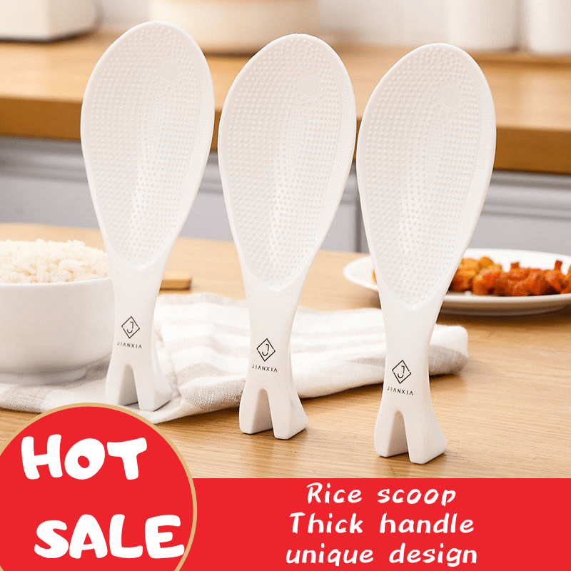 Rice Paddle, Plastic Standing Rice Spatula with Non Stick Rice Spoon
