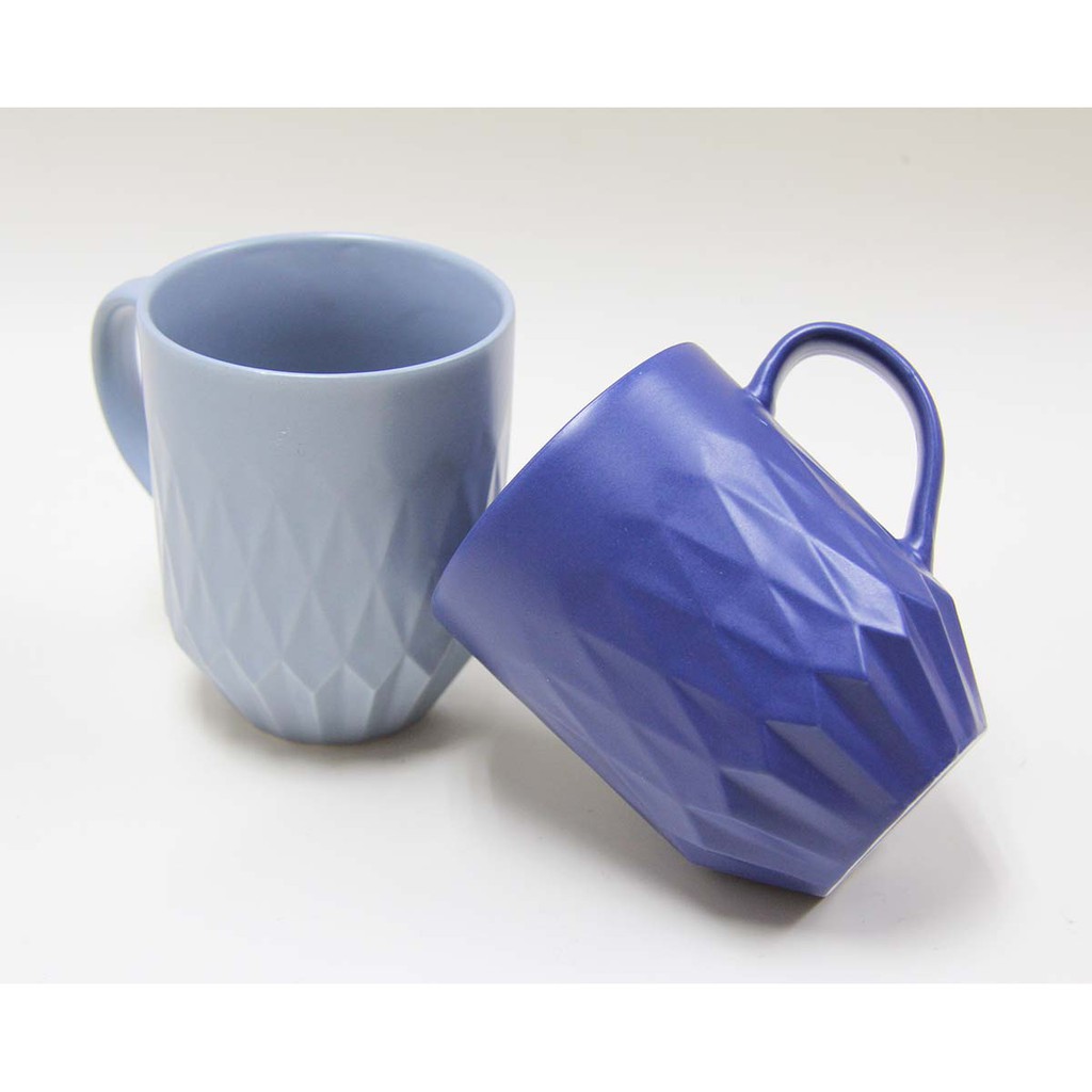 Matte Diamond Minimalist Blue Coffee Mug Cup Ceramic Stone Stoneware