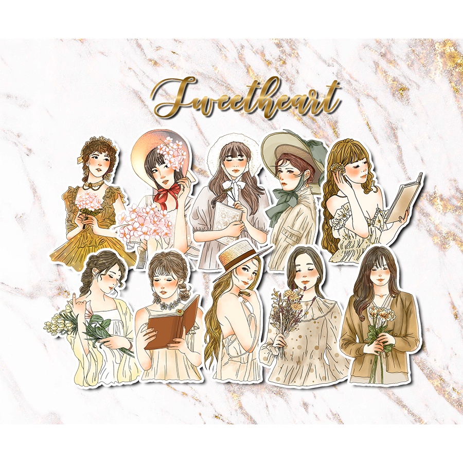 Sweetheart Girl Sticker, Die Cut, Journal Planner Stickers, Cute