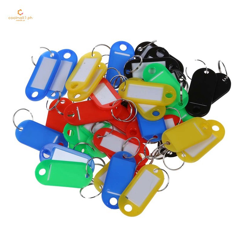 12Pcs Split Ring Colorful Plastic ID Tags Name Card Label Key Holder