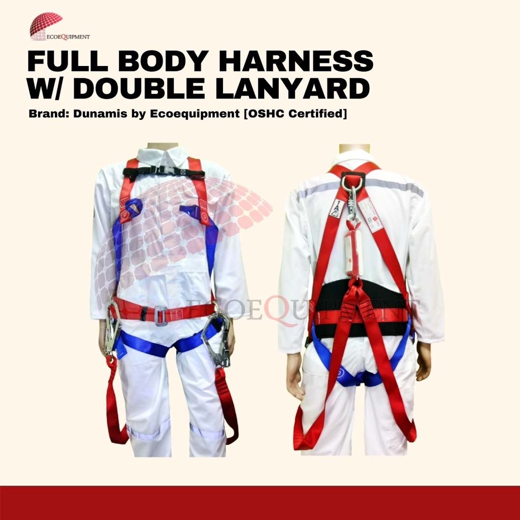 FULL BODY HARNESS with DOUBLE WEBBING LANYARD by Ecoequipment (OSHC CERTIFIED) Shopee Philippines